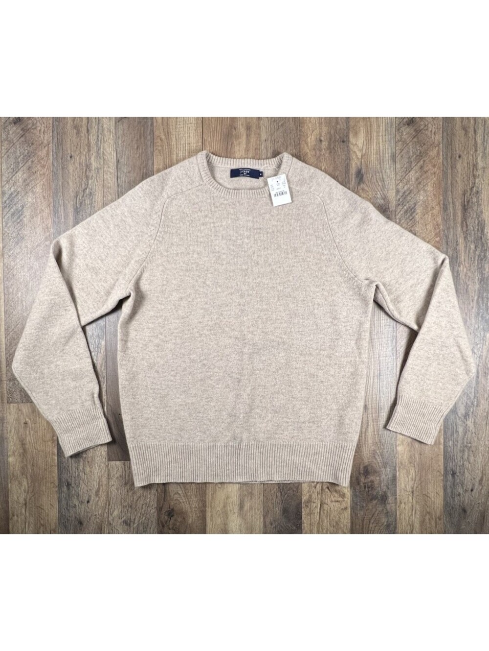 J.Crew Marled Crewneck Sweater Men's Size M Lambswool Blend Tan Raglan NWT 2014